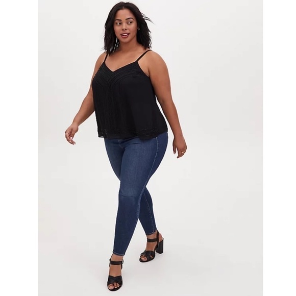 Torrid size 3 Beaded BLACK CHIFFON SWING CAMI - Picture 3 of 10